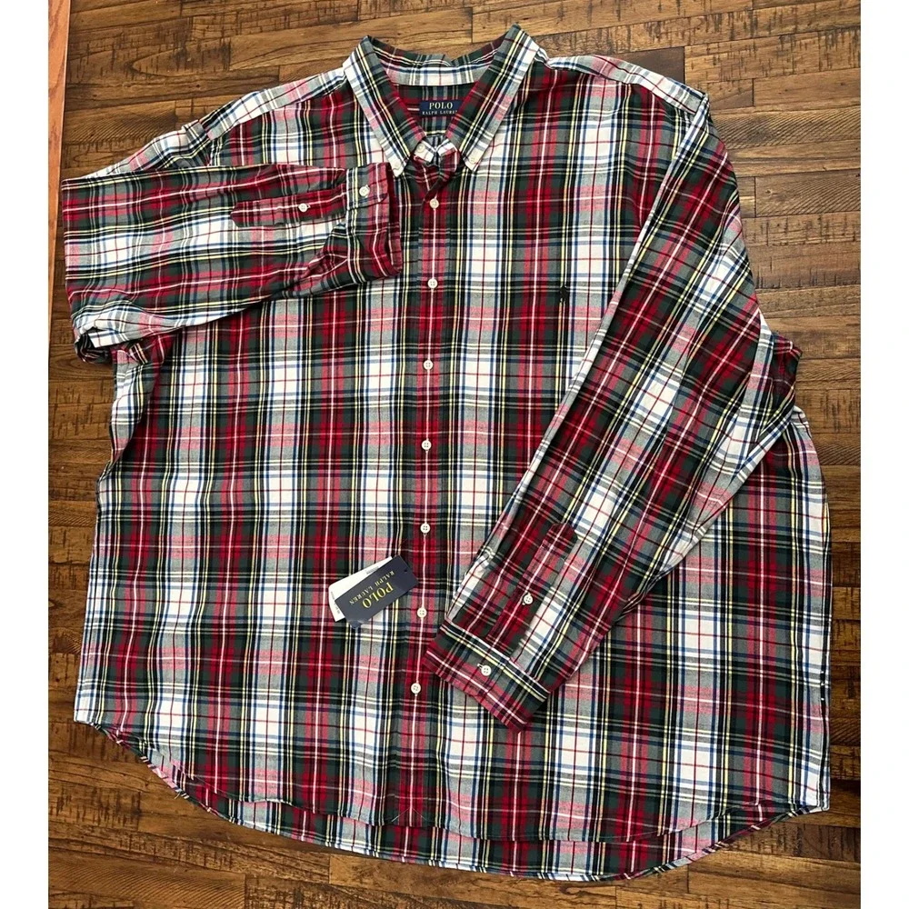 NWT $138 Polo Ralph Lauren Mens 4XB Pony Plaid Oxford Button Down Shirt Big - Picture 2 of 11